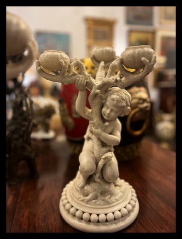 II.3880 CANDELABROS PORCELANA MARINOS