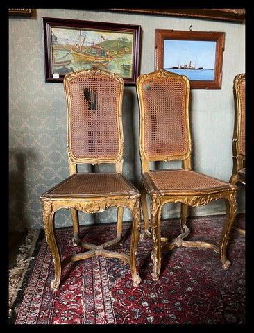 I.4460 JUEGO DE 4 SILLAS DORADAS ENJUNCADAS