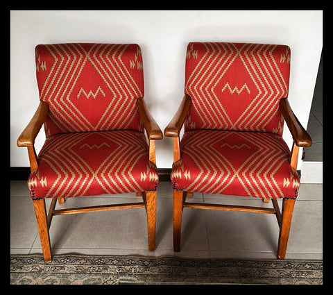 I.4477 PAR DE SILLAS TAPIZ ROJO