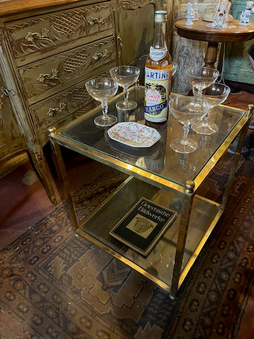 I.5040 MESITA DE BRONCE CON DOBLE CUBIERTA DE VIDRIO