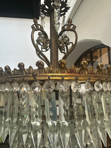 II.5016 PAR DE LÁMPARAS DE BRONCE Y CRISTAL