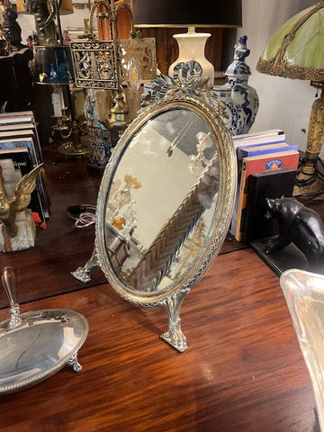 II.5044 ESPEJO DE MESA DE BRONCE PLATEADO