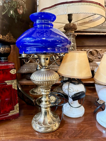 II.5070 LÁMPARA DE BRONCE Y PANTALLA AZUL