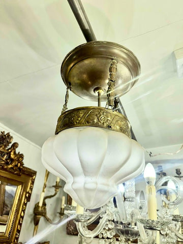 II.5076 LÁMPARA COLGANTE DE VIDRIO EMPAVONADO