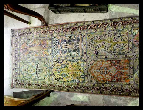 II.1279 ALFOMBRA DE PASILLO DE SEDA Y ALGODÓN