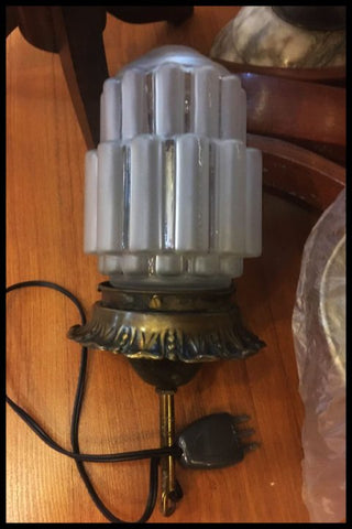 II.2917   LÁMPARA DE CIELO VIDRIO Y BRONCE