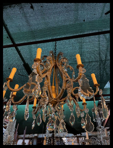 II.2995   LÁMPARA COLGANTE DE BRONCE Y CRISTAL