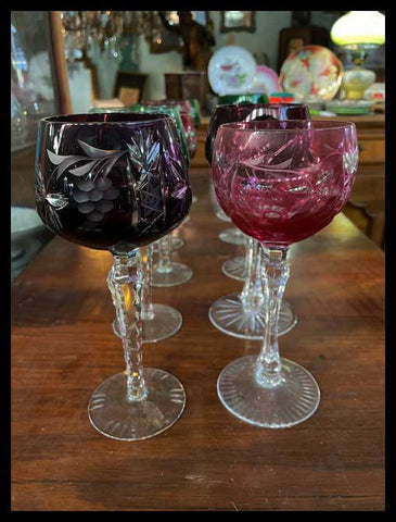 I.3257   COPAS DE CRISTAL TALLADAS