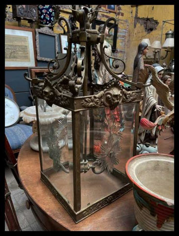 II.3121  FAROL DE BRONCE Y CRISTAL