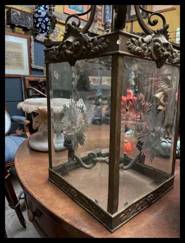 II.3121  FAROL DE BRONCE Y CRISTAL