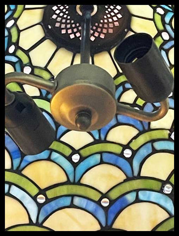 II.3188 LÁMPARA VITRAL 3 LUCES EN TONOS AZULES