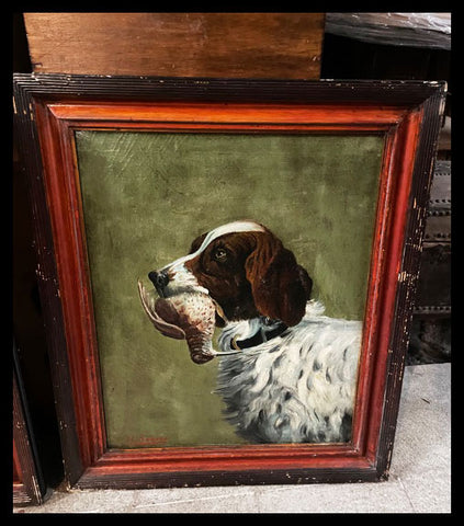 I.3473   PAR DE ÓLEOS DE PERROS FIRMA REVECO