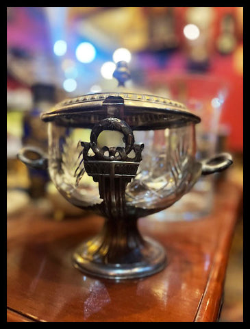 II.3366 CENTRO DE MESA CRISTAL Y PLAQUÉ