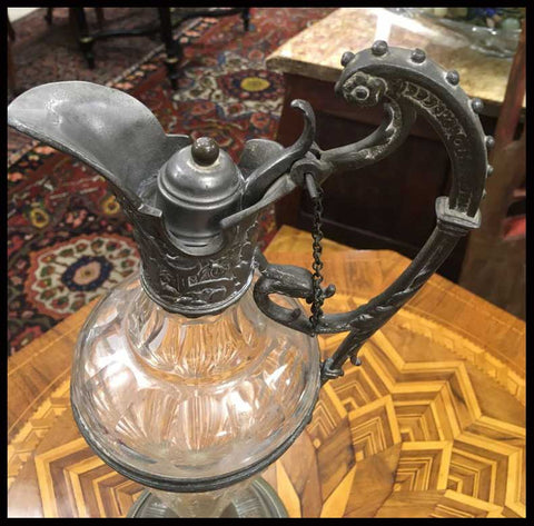 II.1613 JARRA DE CRISTAL Y PELTRE