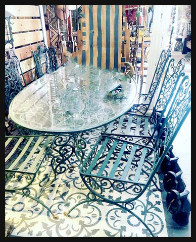 I.1437 JUEGO VERDE DE FIERRO FORJADO PARA 6