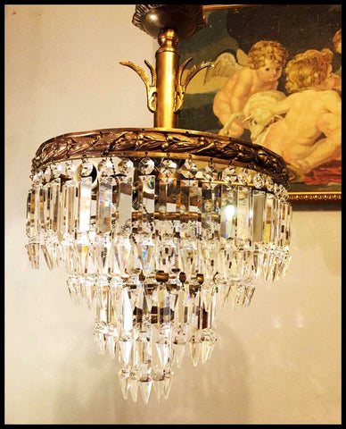 II.2505	LÁMPARA DE BRONCE Y CRISTAL