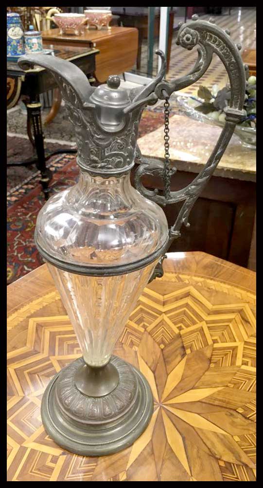 II.1613 JARRA DE CRISTAL Y PELTRE