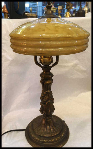 II.2615	PAR DE LÁMPARAS PANTALLA AMARILLO JASPEADO