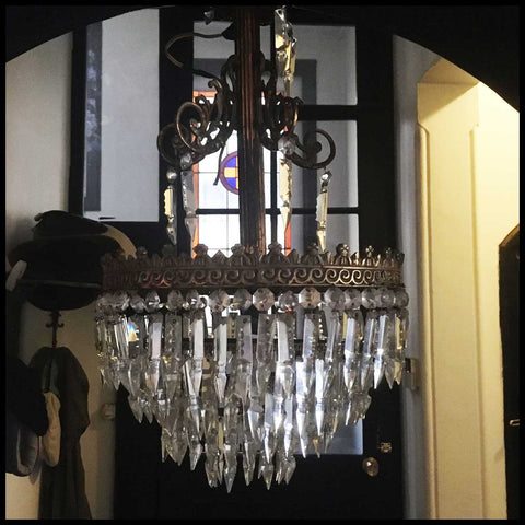 II.2645	LÁMPARA COLGANTE CRISTAL Y BRONCE