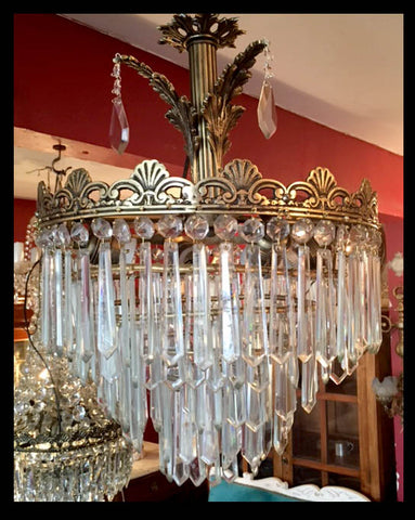 II.729 LÁMPARA DE CRISTAL Y BRONCE