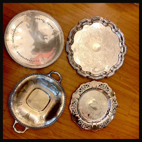 II.1869 CUARTETO DE BANDEJAS DE PLAQUÉ