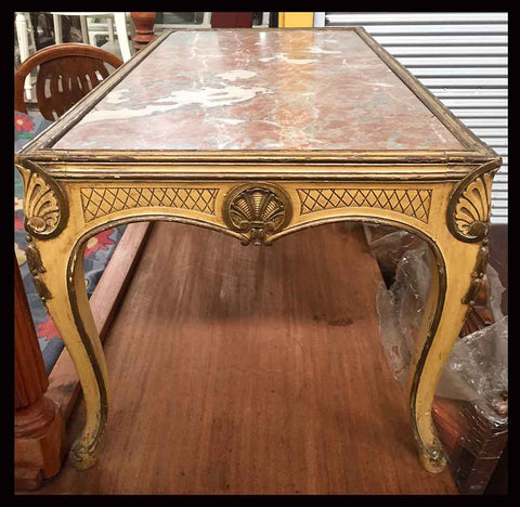 I.339 MESA DE CENTRO DE MADERA Y MÁRMOL