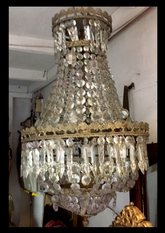 II.930 LÁMPARA DE CRISTAL Y BRONCE