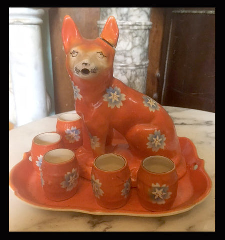 II.935 LOBA Y VASITOS DE CERÁMICA