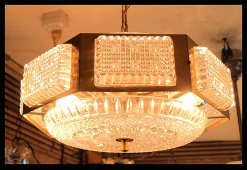 II.216 LÁMPARA VIDRIO Y BRONCE