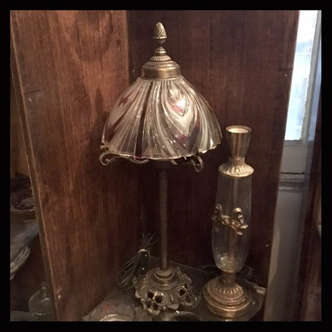 II.977 LÁMPARA DE BRONCE Y CRISTAL BOHEMIA