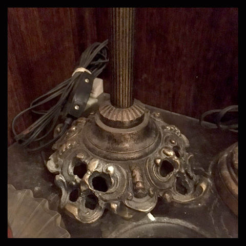 II.977 LÁMPARA DE BRONCE Y CRISTAL BOHEMIA