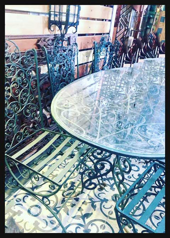 I.1437 JUEGO VERDE DE FIERRO FORJADO PARA 6