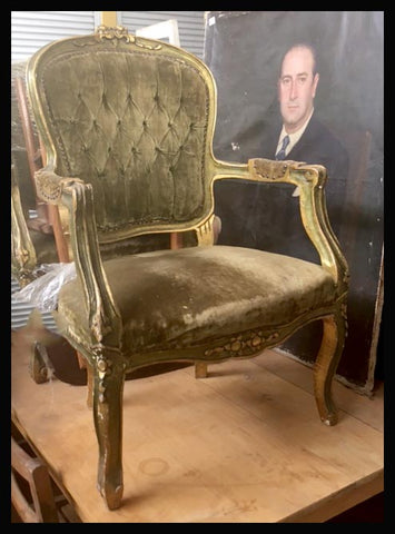 I.749 SILLAS FRANCESAS DE FELPA VERDE