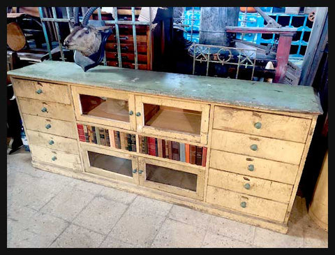 I.1527 MUEBLE CAJONES VERDE Y CREMA