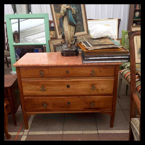 I.923 CÓMODA DE LINGUE Y MÁRMOL ROSADO